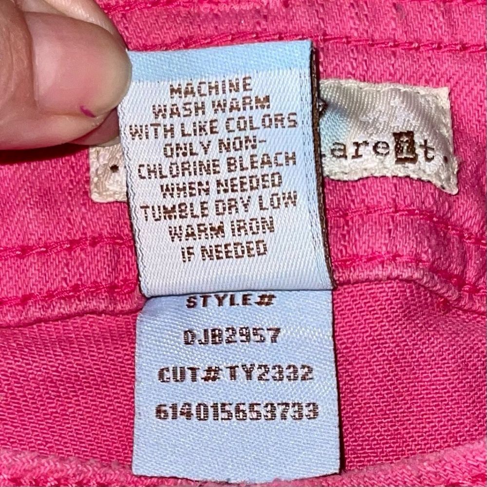 Barbiecore Hot Pink Skinny Jeans Straight Leg Stretchy Low-Rise VTG Juniors 11 - Picture 7 of 9
